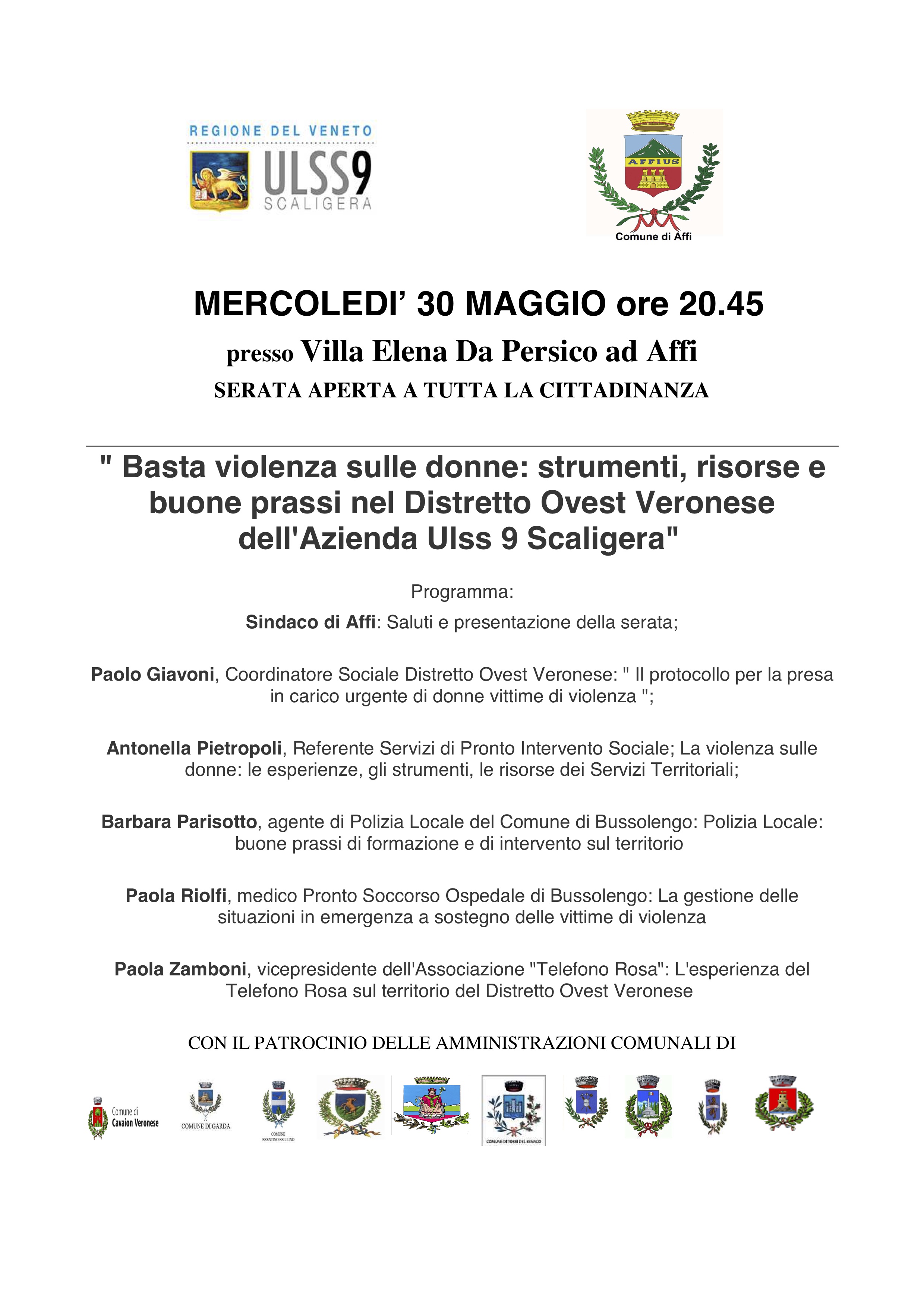 Serata incontro "Basta violenza sulle donne"